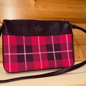 Kate Spade Red and Pink Plaid Crossbody Bag